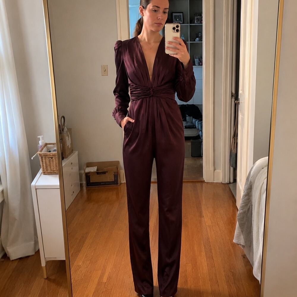 IEENA for Mac Duggal Jumpsuit , colour Plum, style A2647, size 4